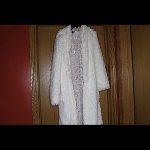 Long white fur coat